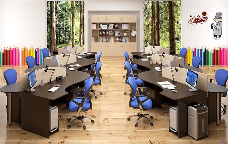 Офисный комплект мебели SIMPLE с эргономичными столами и шкафом в Перми - изображение 4